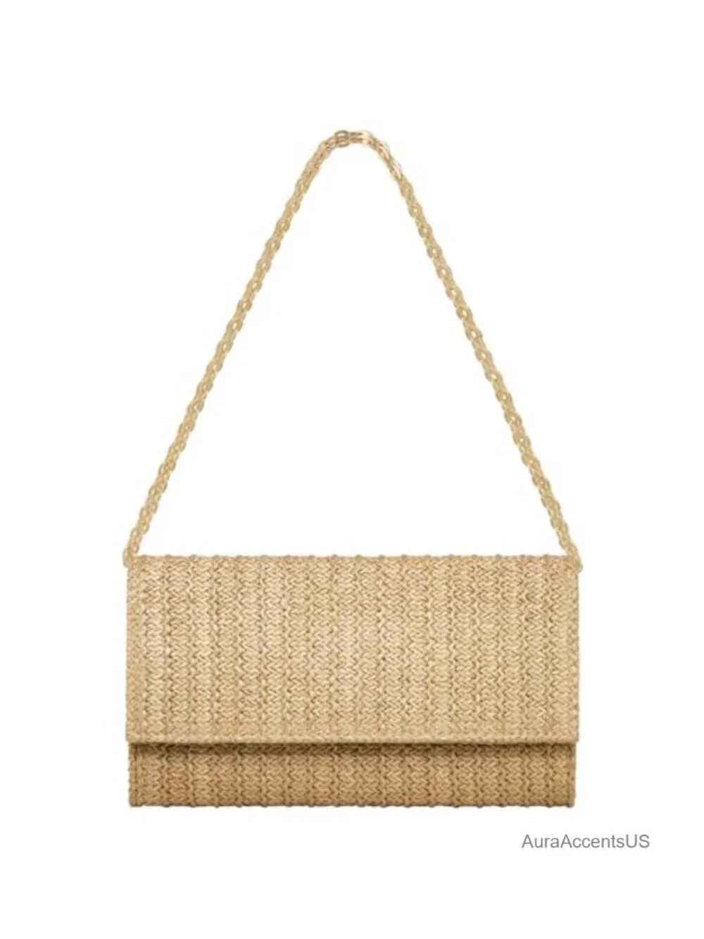 Straw Clutch Purse Chain Strap Crossbody Bag Envelope Handbag Summer Beach